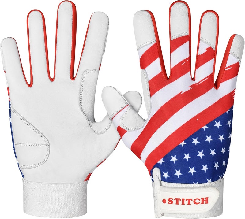 Dot Stitch USA Flag Baseball Batting Gloves & Softball Glove American Flag Batting Gloves Youth Kids Baseball Batting Glove Youth Men Adult & Unisex - Image 4